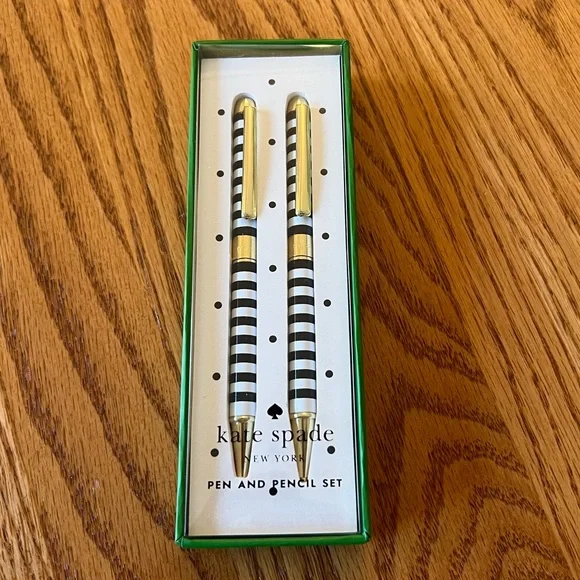 Amazon.com : kate spade new york Fine Tip Pen Set of 3  Kate Spade Striped Pen and Pencil Set display picture 1
